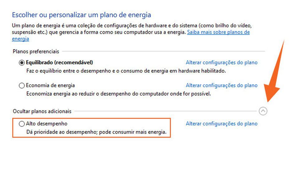 tela de configuração
