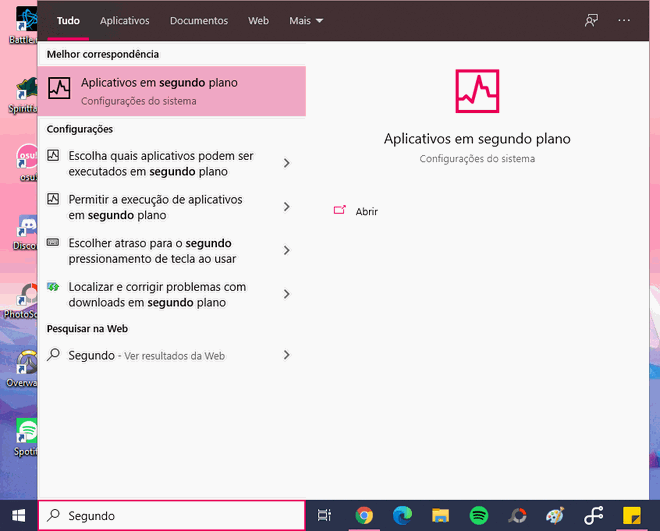 tela de configuração